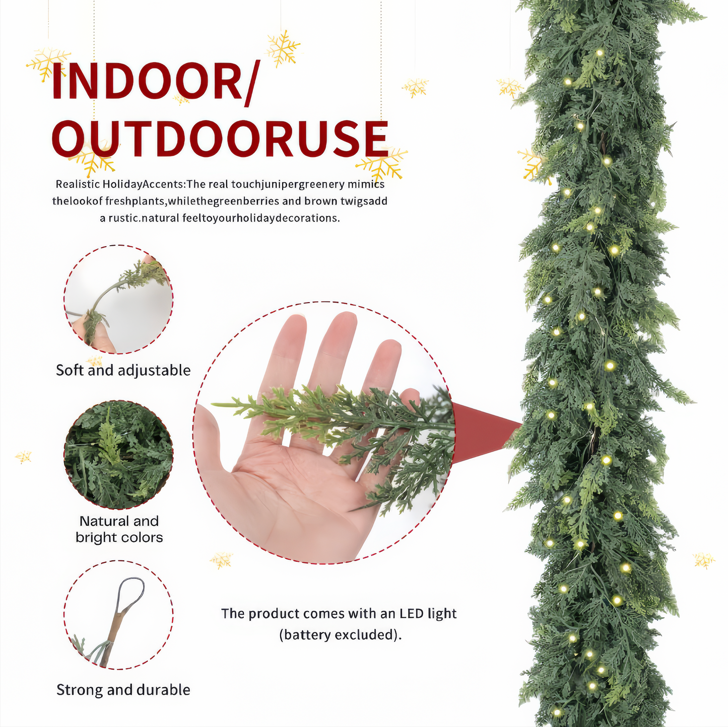 Realistic Norfolk Cedar Garland