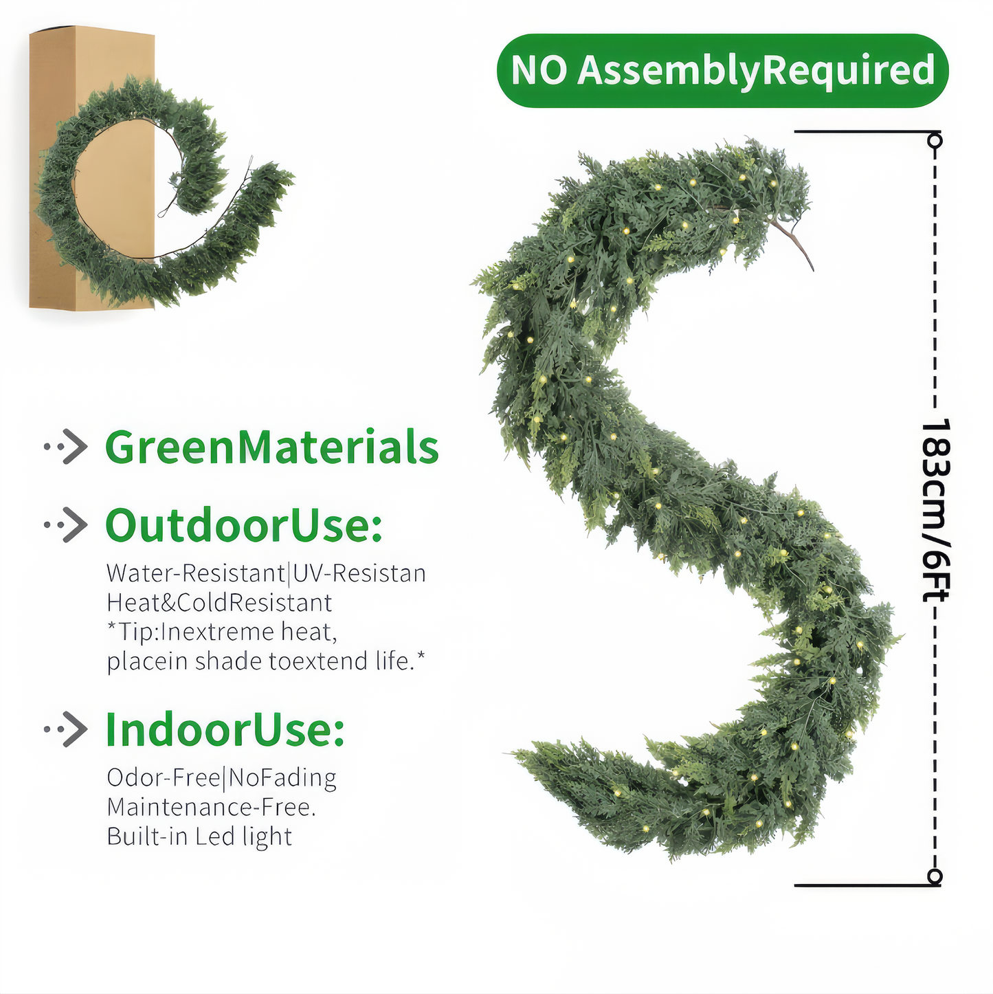 Realistic Norfolk Cedar Garland